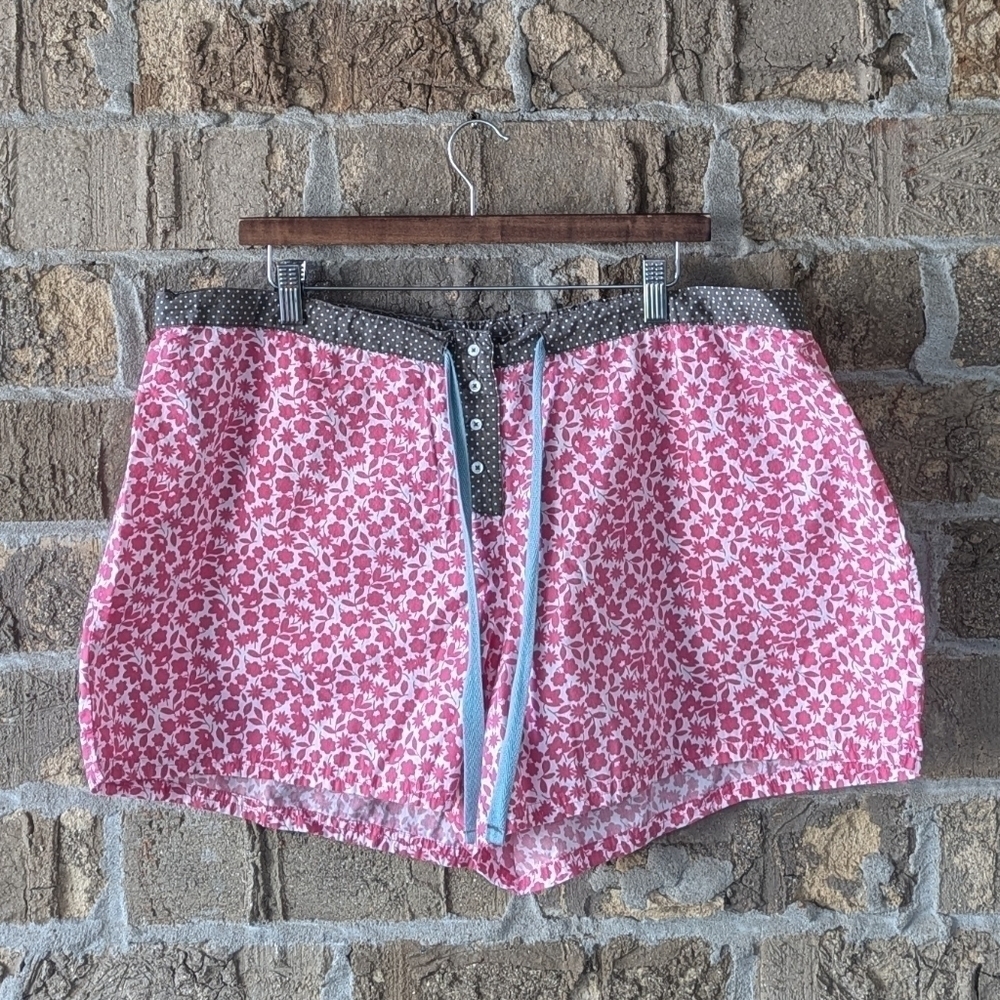 Boden Ditzy Floral Pajama Shorts 100% Cotton Size 20 Pink White Polka Dot - Picture 2 of 9